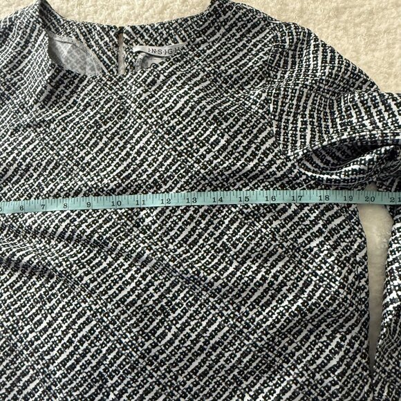 Insight Womens Blouse Tetris Dot Print Long Sleeve Size 6 Black & White - Picture 7 of 11